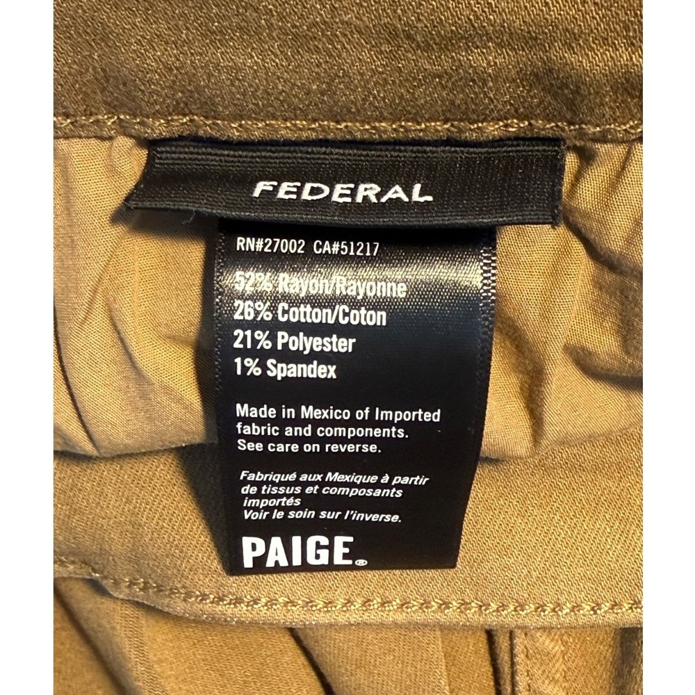 Paige Federal Slim Straight‎ Jeans Mens Size 38 Laurel Tan Transcend - Picture 5 of 8